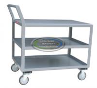Offset Handle Low Profile 1,200 Pound Capacity 3 Shelf Cart 24 x 48