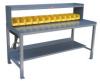 Stationary work bench 36 x 72 with riser, power strip and 12 bins