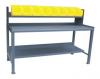 Stationary work bench 36 x 72 with riser and 8 bins