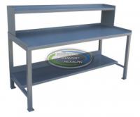 Stationary work bench 30 x 72 with half shelf riser